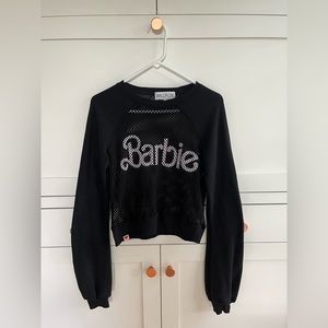 LIKE NEW Wildfox Barbie Mesh Sweatshirt/Sweater - Black + Pink - Women’s Size S